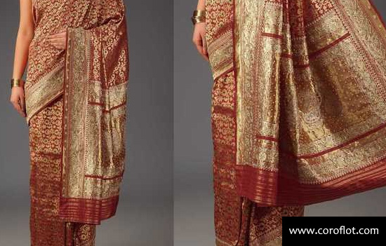 Wonderful Red Gujrati Kantha Stitch Bangalore Silk Saree – WeaversIndia